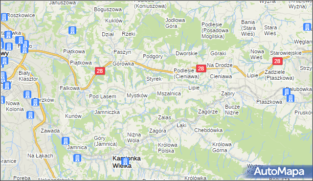 mapa Mszalnica, Mszalnica na mapie Targeo