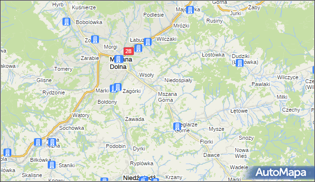 mapa Mszana Górna, Mszana Górna na mapie Targeo