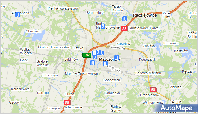 mapa Mszczonów, Mszczonów na mapie Targeo