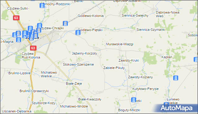 mapa Murawskie-Czachy, Murawskie-Czachy na mapie Targeo