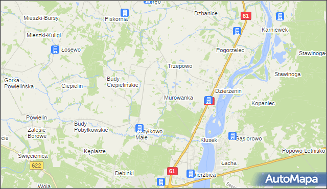 mapa Murowanka gmina Pokrzywnica, Murowanka gmina Pokrzywnica na mapie Targeo