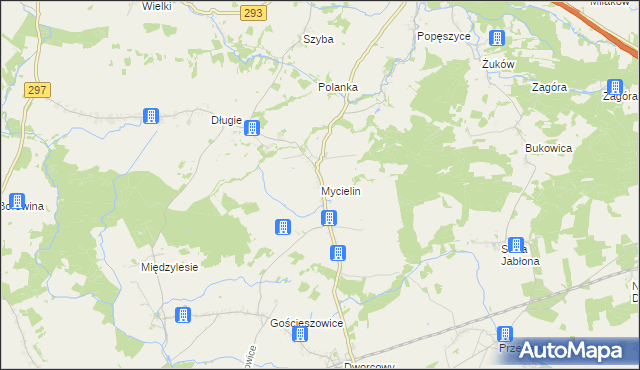 mapa Mycielin gmina Niegosławice, Mycielin gmina Niegosławice na mapie Targeo