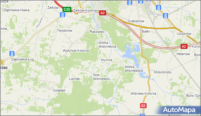 mapa Myrcha, Myrcha na mapie Targeo