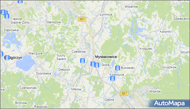 mapa Mysłakowice, Mysłakowice na mapie Targeo