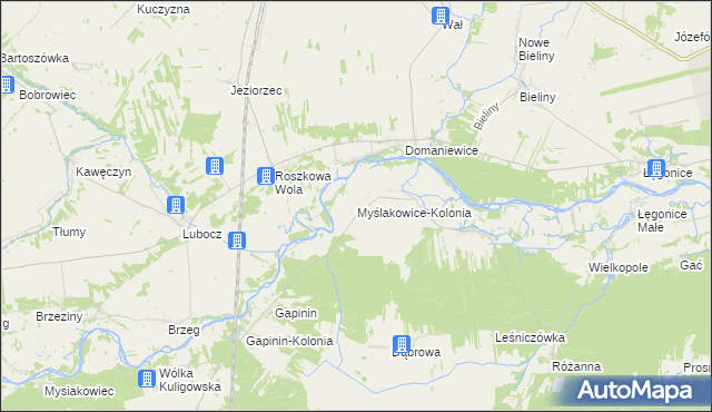 mapa Myślakowice-Kolonia, Myślakowice-Kolonia na mapie Targeo