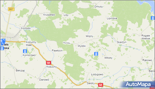 mapa Myśliki, Myśliki na mapie Targeo