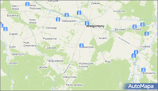 mapa Myśliwczów, Myśliwczów na mapie Targeo