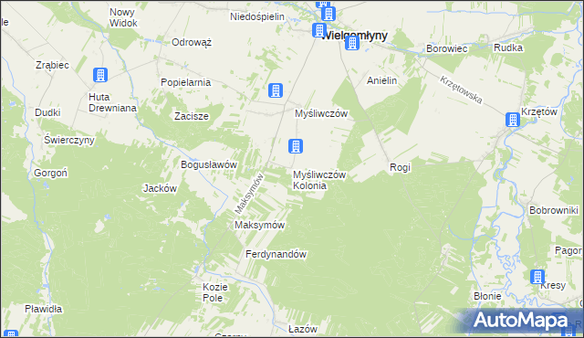 mapa Myśliwczów Kolonia, Myśliwczów Kolonia na mapie Targeo