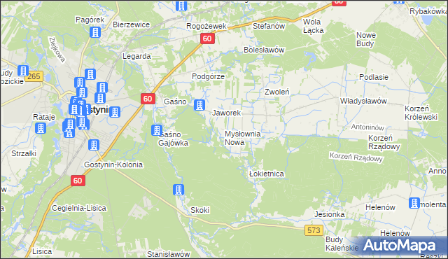 mapa Mysłownia Nowa, Mysłownia Nowa na mapie Targeo