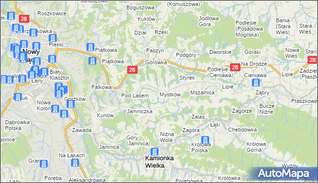 mapa Mystków, Mystków na mapie Targeo