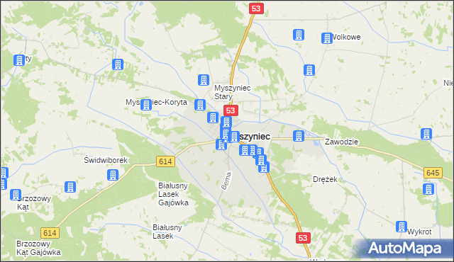 mapa Myszyniec, Myszyniec na mapie Targeo