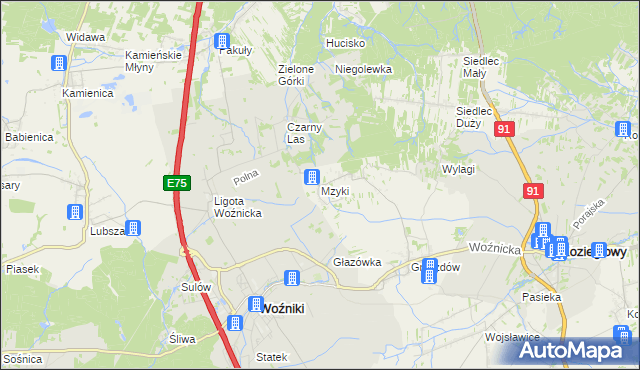 mapa Mzyki, Mzyki na mapie Targeo