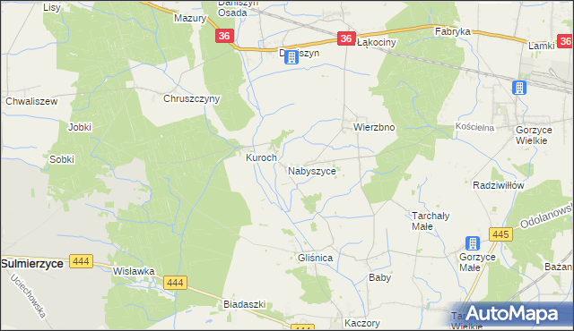 mapa Nabyszyce, Nabyszyce na mapie Targeo