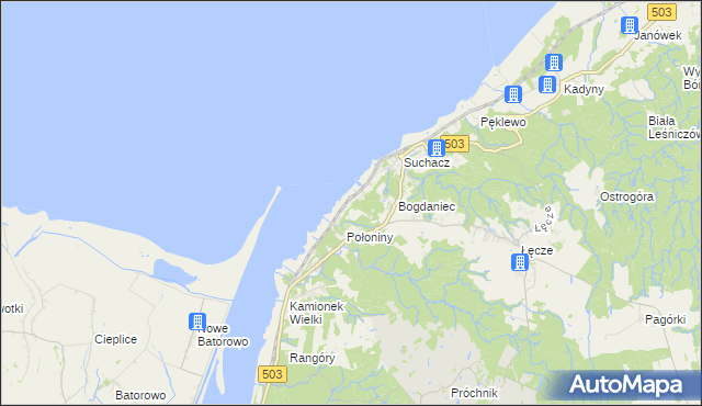 mapa Nadbrzeże gmina Tolkmicko, Nadbrzeże gmina Tolkmicko na mapie Targeo