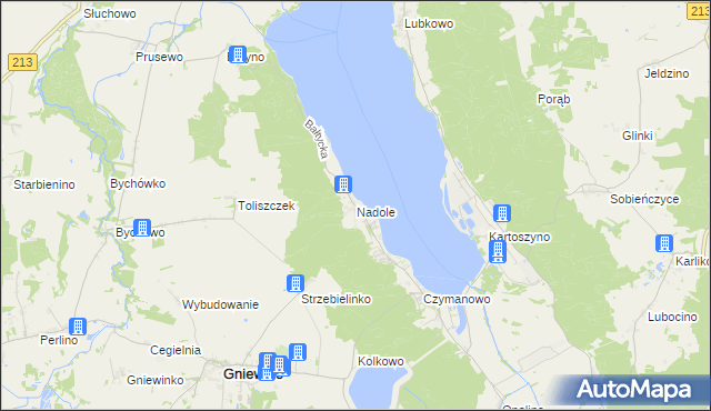 mapa Nadole gmina Gniewino, Nadole gmina Gniewino na mapie Targeo