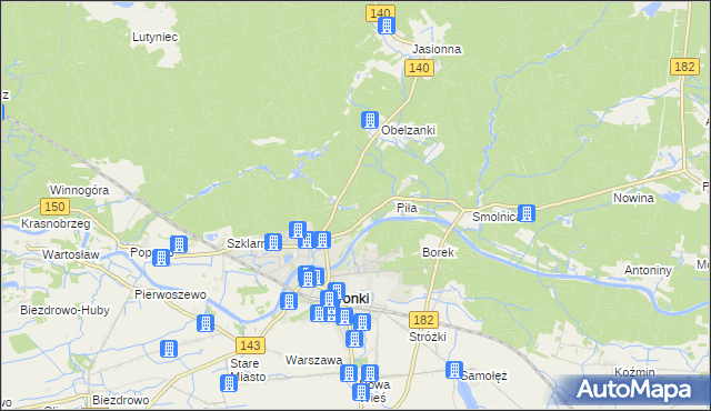 mapa Nadolnik gmina Wronki, Nadolnik gmina Wronki na mapie Targeo