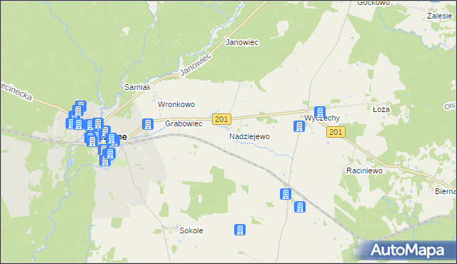 mapa Nadziejewo gmina Czarne, Nadziejewo gmina Czarne na mapie Targeo