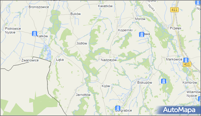 mapa Nadziejów gmina Otmuchów, Nadziejów gmina Otmuchów na mapie Targeo