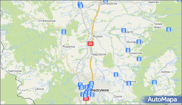 mapa Nagodzice, Nagodzice na mapie Targeo