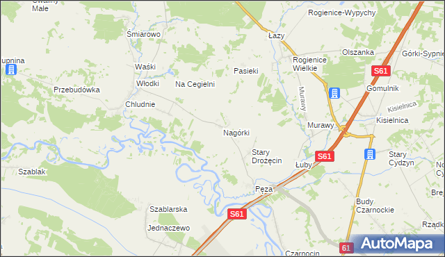 mapa Nagórki gmina Piątnica, Nagórki gmina Piątnica na mapie Targeo