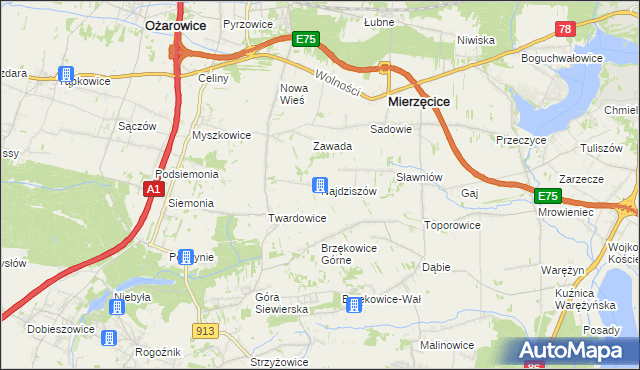 mapa Najdziszów, Najdziszów na mapie Targeo