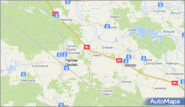 mapa Nakło gmina Tarnów Opolski, Nakło gmina Tarnów Opolski na mapie Targeo