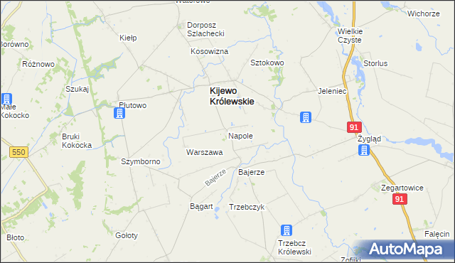 mapa Napole gmina Kijewo Królewskie, Napole gmina Kijewo Królewskie na mapie Targeo