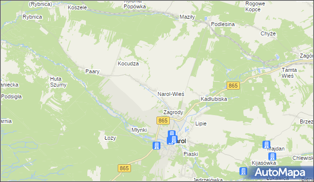 mapa Narol-Wieś, Narol-Wieś na mapie Targeo