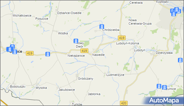 mapa Nasiedle, Nasiedle na mapie Targeo