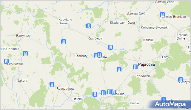 mapa Nasiłów gmina Paprotnia, Nasiłów gmina Paprotnia na mapie Targeo