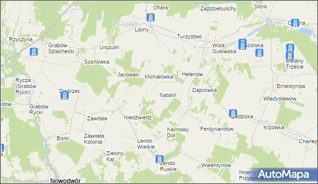 mapa Natalin gmina Adamów, Natalin gmina Adamów na mapie Targeo