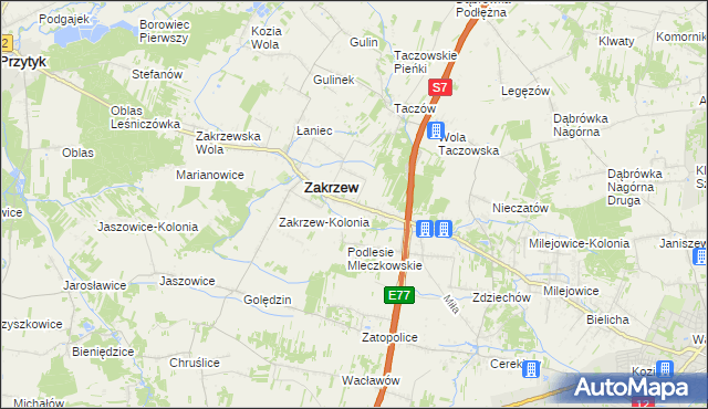 mapa Natalin gmina Zakrzew, Natalin gmina Zakrzew na mapie Targeo