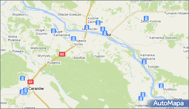 mapa Natolin gmina Ceranów, Natolin gmina Ceranów na mapie Targeo