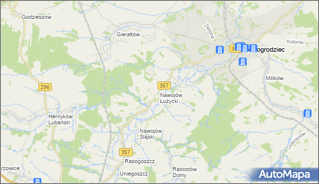 mapa Nawojów Łużycki, Nawojów Łużycki na mapie Targeo