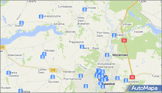 mapa Nawra gmina Nowe Miasto Lubawskie, Nawra gmina Nowe Miasto Lubawskie na mapie Targeo