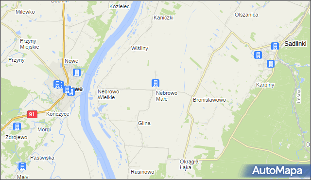 mapa Nebrowo Małe, Nebrowo Małe na mapie Targeo