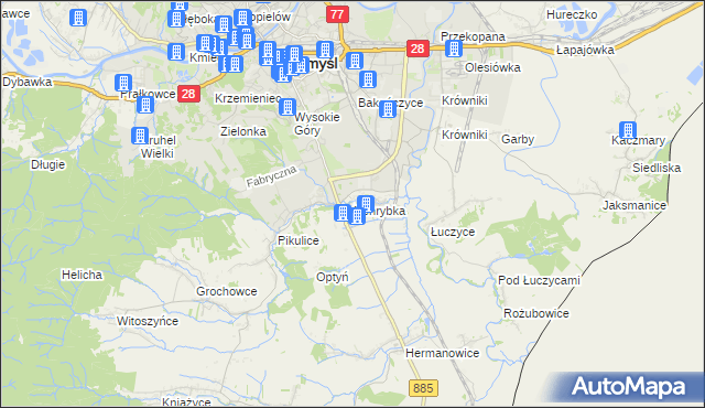 mapa Nehrybka, Nehrybka na mapie Targeo