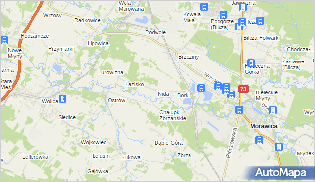 mapa Nida gmina Morawica, Nida gmina Morawica na mapie Targeo