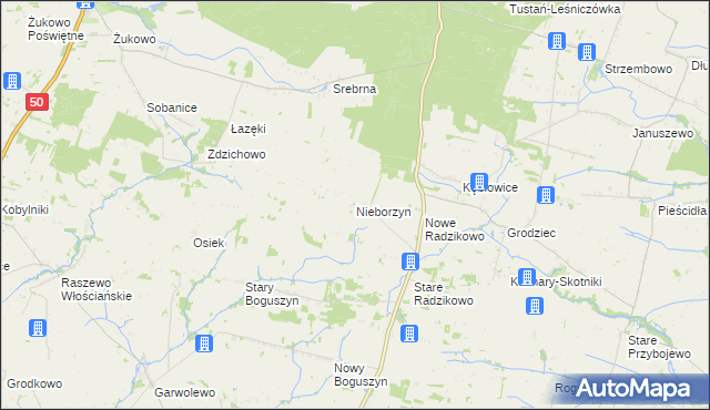 mapa Nieborzyn gmina Czerwińsk nad Wisłą, Nieborzyn gmina Czerwińsk nad Wisłą na mapie Targeo