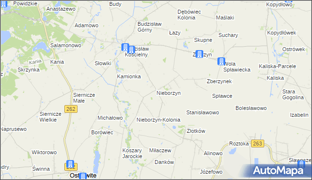 mapa Nieborzyn gmina Kleczew, Nieborzyn gmina Kleczew na mapie Targeo