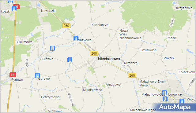 mapa Niechanowo, Niechanowo na mapie Targeo