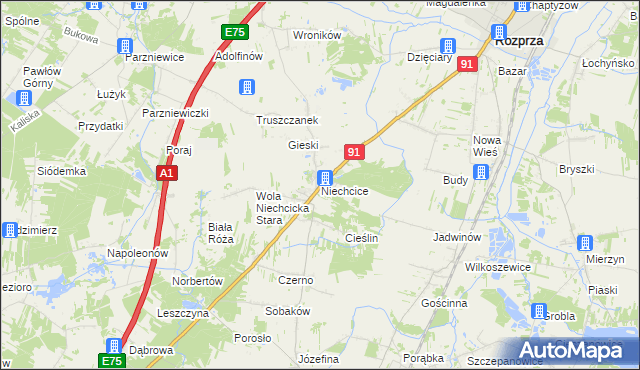 mapa Niechcice, Niechcice na mapie Targeo