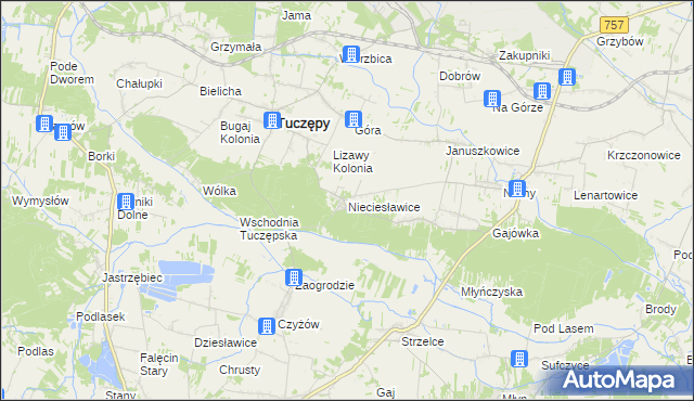 mapa Nieciesławice, Nieciesławice na mapie Targeo