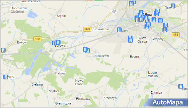 mapa Nieciszów, Nieciszów na mapie Targeo