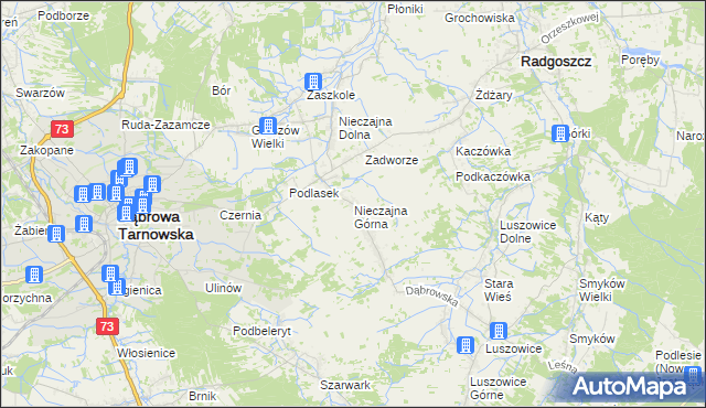 mapa Nieczajna Górna, Nieczajna Górna na mapie Targeo