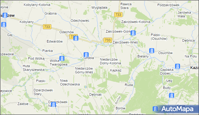 mapa Niedarczów Dolny-Kolonia, Niedarczów Dolny-Kolonia na mapie Targeo