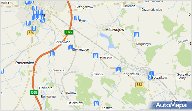 mapa Niedaszów, Niedaszów na mapie Targeo