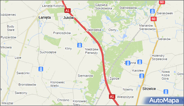 mapa Niedrzew Drugi, Niedrzew Drugi na mapie Targeo