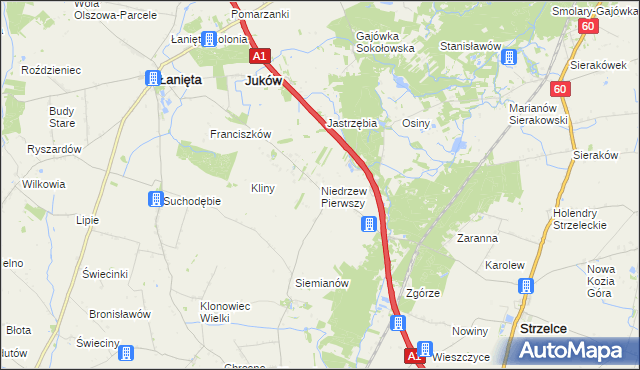 mapa Niedrzew Pierwszy, Niedrzew Pierwszy na mapie Targeo