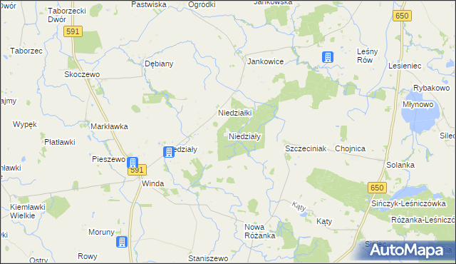 mapa Niedziały gmina Srokowo, Niedziały gmina Srokowo na mapie Targeo